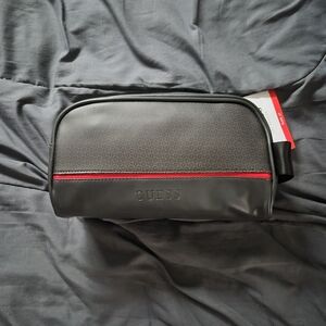 GUESS Black Travel Kit Bag with Red Accent